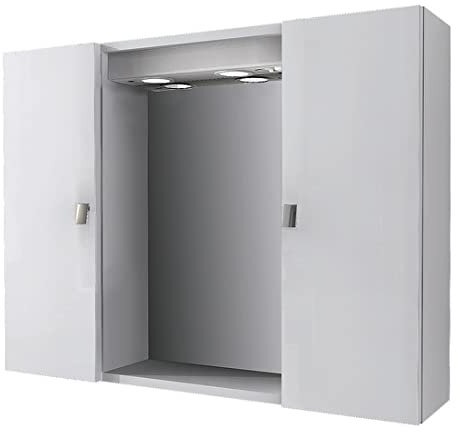 Bagno Italia Specchiera Specchio con contenitore da 80x60x17 bianco due ante con maniglie l