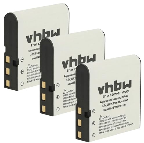 vhbw 3X Akku kompatibel mit Kodak Pixpro AZ526 Astro Zoom, AZ526, AZ525 Astro Zoom, AZ525 Kamera (950 mAh, 3,6 V, Li-Ion)
