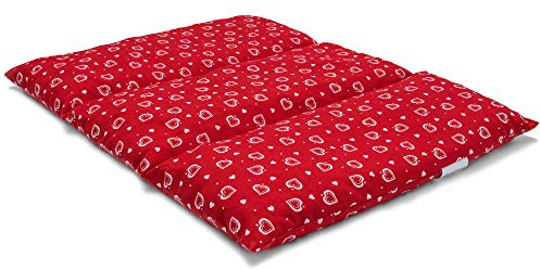 GIRAFFENLAND Traubenkernkissen groß 40x30cm - 3-Kammer - Herzen-rot - Wärmekissen - Körnerkissen