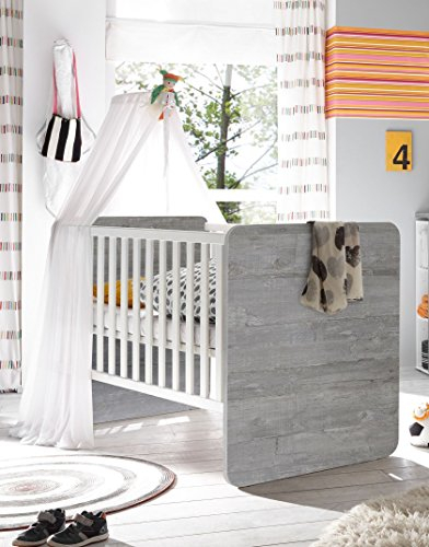 Babybett 70 x 140 cm vintage wood grey/ weiss
