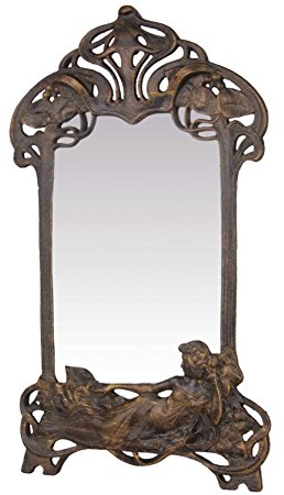 Decoratie Wandspiegel Spiegel Jugendstil Gusseisen verziert Antik-Look 49,6x28,7 cm