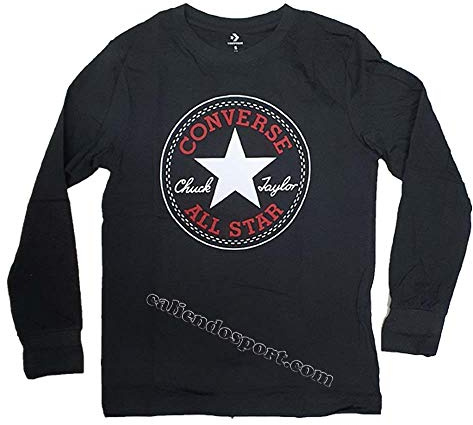 Converse Jungen Chuck Patch Ls T-Shirt, Black, 8/10 Jahre
