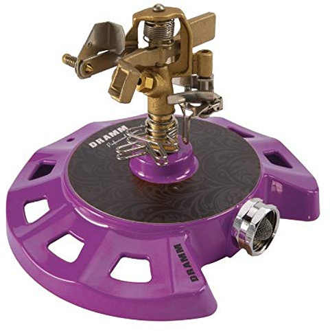 DRAMM 15087 Circular Base Impulse Sprinkler with a Heavy-Duty Metal Base, Berry