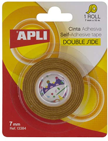 APLI - 13384, Nastro biadesivo 7 mm x 10 m