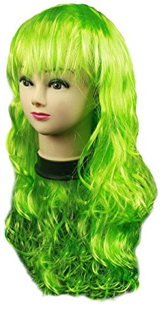 HAAC Perücke Langhaar lang Farbe Grün für Fasching Karneval Party