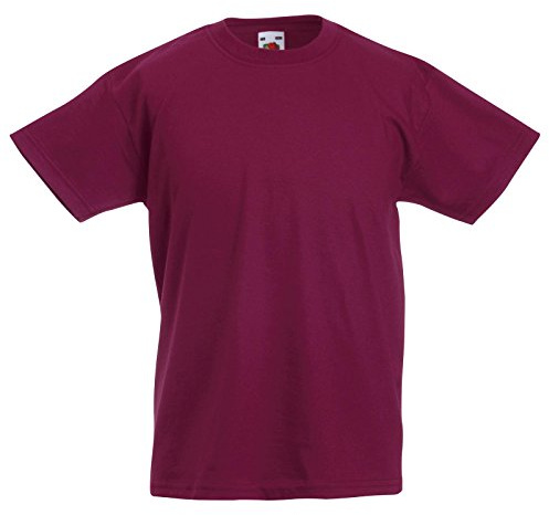 New Fruit of the Loom Childrens Kids Value Cotton T Shirt Burgundy 12/13