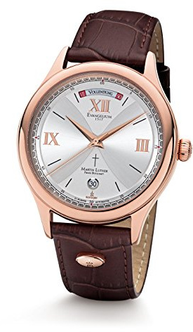 Kronsegler Martin Luther - Evangelium Rosé - Silbern - Automatik Herrenuhr limitiert | Datum, Schöpfungstage