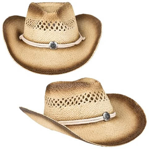 Rhode Island Novelty Vented Tea Stained Straw Cowboy Hat (1 Per Order)