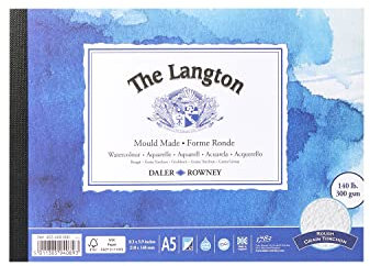 Daler-Rowney The Langton Rough - Bloc de papel para acuarela (A5, 300 g/m², 1 lado, sin ácidos, 12 hojas blancas naturales, ideal para artistas profesionales
