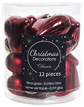 Glas Herzen - 12 x 40 mm, dunkelrot
