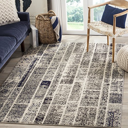 SAFAVIEH Monaco Collection Area Rug - 6'7 x 9'2, Grey & Multi, Modern Patchwork Distressed Design, Non-Shedding & Easy Care, Ideal for High Traffic Areas in Living Room, Bedroom (MNC216G)