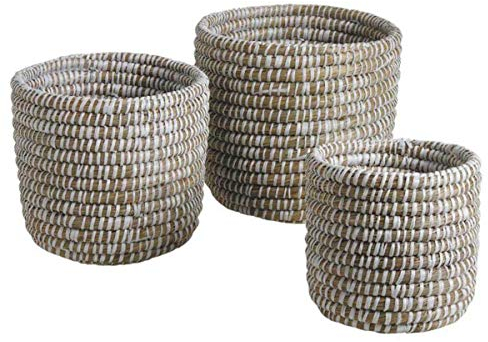 AUBRY GASPARD Cache Pot Rond en jonc de mer(Lot de 3)