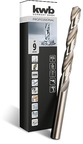 kwb Cobalt HSS-E Foret Ø9 mm, précision dimensionnelle élevée, idéal matériaux difficiles, perçage net