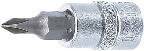 BGS 2504 | Bit-Einsatz | Kreuzschlitz PH0 | Antrieb Innenvierkant 6,3 mm (1/4) | Länge 38 mm | Chrom-Vanadium-Stahl | verchromt, matt | mit Rändelung