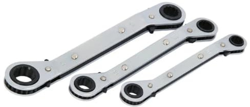 Neilsen CT1625 3pc Offset Ratchet Ring Spanner Set 10 11 12 13 14 17mm Forward and Reverse Ratchet Mechanism