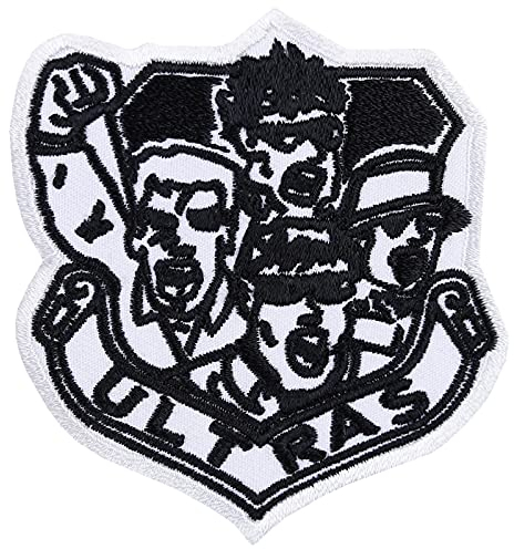 Hooligan Aufnäher: Ultras Patch mit Stickerei zum aufnähen SCHWARZ - Kultaufnäher der härstesten Fans der Welt - DIY Stoff-Applikation für Kutte/Jacke/Jeans/Weste, 60x55mm
