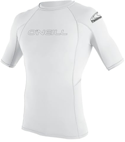 O'Neill Wetsuits Men's Basic Skins Short Sleeve Rash Guard, White, M