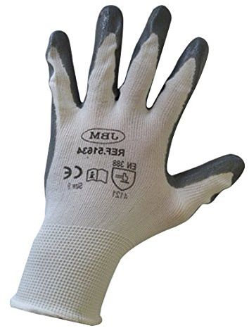 JBM 51633 - Par de guantes de trabajo reforzados en nitrilo, talla 8