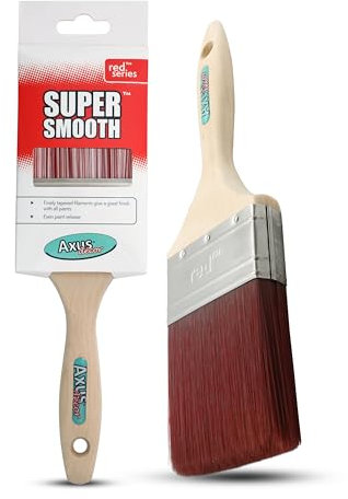 Axus Decor Super Smooth Brush (Red series) Paint Brush for All Paints, Unvarnished, Hardwood, Beaver Tail handle, Rust-Resistant Stainless Steel Ferrule, Synthetic Filaments - - 3/75mm