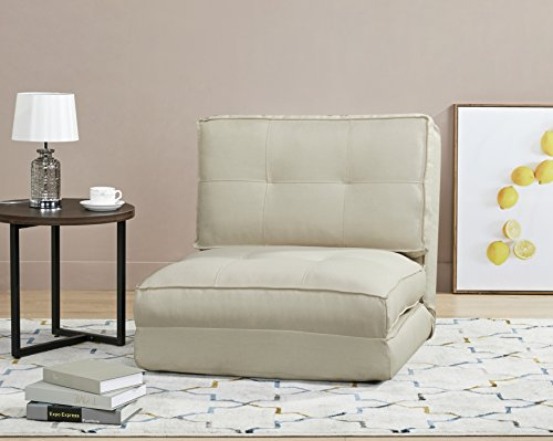 ARTDECO Schlafsessel Gästebett Jugendsessel Bettsessel (Stoffbezug Beige groß)