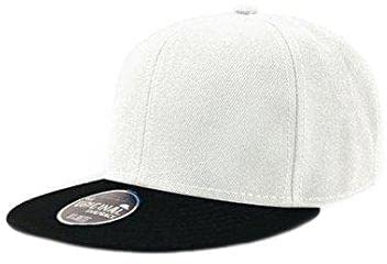 Atlantis Snap Back Flat Visor 6 Panel Cap - White/Black - OS