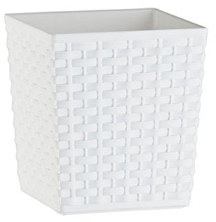 Home Garden Ornaments White Plant Pots Indoor 21x21cm - Imitation Rattan Plastic Plant Pot - Square Flower Pots Outside - Decorative Flower Pot No Drainage Holes (21 x 21 cm, White)