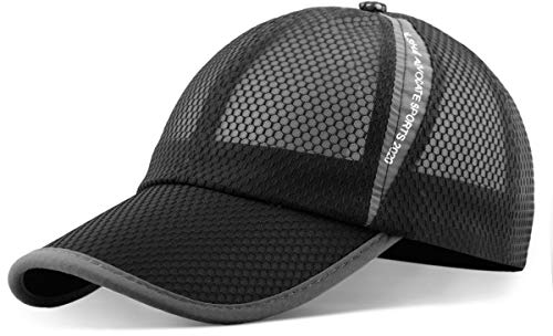 ELLEWIN Herren atmungsaktiv schnell Hut trocken mesh baseballmütze Sonne mittelgroß a-mesh-Cap-grau-m/l