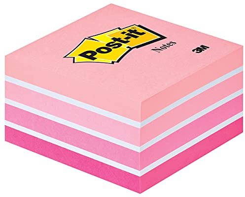 Post-it Sticky Notes Cube Pastel Colors Collection, Pack of 1 Pad, of 450 Sheets, 76 mm x 76 mm, Pink, White, Orange Colors - Self-Stick Notes for Note Taking, to Do Lists & Reminders