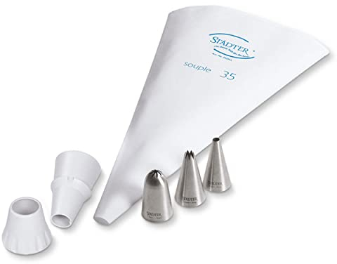 STÄDTER Dekorations-Set Tortenzauber, 5-teilig, ideal für kreative Tortengestaltung, inkl. Edelstahl-Tüllen und Spritzbeutel