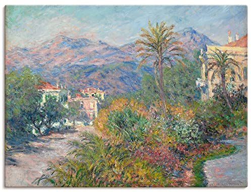 ARTLAND Wanddeko Leinwand Bilder Wandbild 80x60 cm Landschaften Straße Pflanzen Paradies Strada Romana in Bordighera 1884 Impressionismus Claude Monet T6ZY