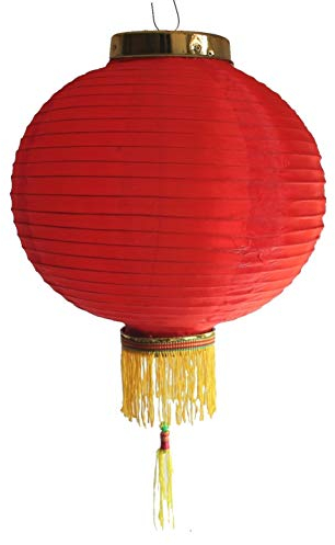 AAF Nommel ® Lampion 1 Stk. Nylonstoff rot rund Ø 40 cm, asiatisch traditionell, Nr. 140