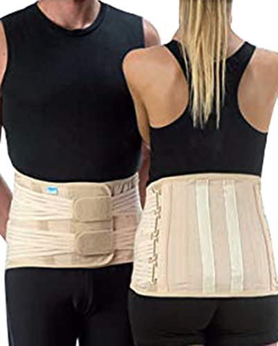 TIELLE CAMP - Corsetto Semirigido Lombosacrale Con Rinforzi Paravertebrali E 4 Tiranti Pelvici (Unisex) - H Cm 28 - Medium