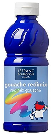 Lefranc Bourgeois 188009 flüssige Tempera Redimix Farbe, leuchtende Gouachefarbe auf Wasserbasis, hohe Deckkraft, hervorragenden Maleigenschaften, gebrauchsfertig, 500ml Flasche - Ultramarin