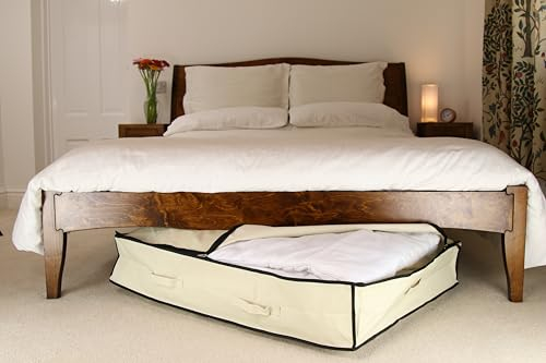 Neusu XL Unterbett-Aufbewahrungstasche – 130L Hochwertige Tasche aus 600D-Polyester mit Doppelreißverschluss, 96x78x18cm – Ideal für Bettdecken, Bettwäsche und Mehr - Beige