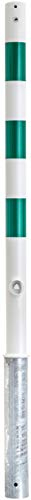 UvV ES-Team Stahl Absperrpfosten 60mm weiß-grün beschichtet herausnehmbar mit Dreikantverschluss und Kettenösen Made in Germany