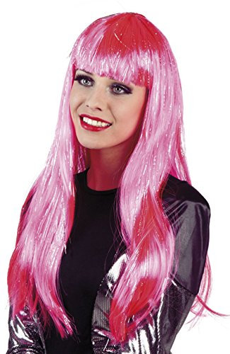 Boland 86296 Erwachsenenperücke Glamour mit Lametta, rosa, One Size
