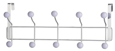 Buckingham Door 10 Hook Hanger, Chrome Plated, White Plastic Balls, Premium Quality