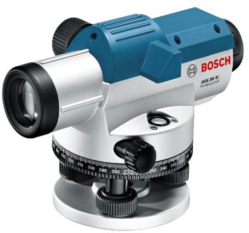 Bosch Professional Nivel óptico GOL 26 G, 26 aumentos, maletín, regla graduada GR500, trípode BT 160 (061599400C)