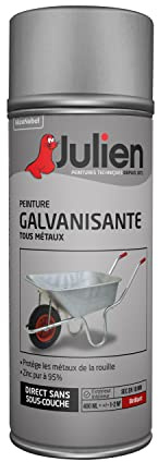Julien Peinture Aérosol de Protection - Aérosol de Galvanisation - Résiste Jusqu'À 120C° - Brillant 400ml
