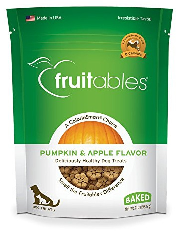 Fruitables Baked Dog Treats, Healthy Pumpkin Treat for Dogs, Low Calorie & Delicious, No Wheat, Corn or Soy, Made in the USA, Pumpkin and Apple Flavor, 7oz