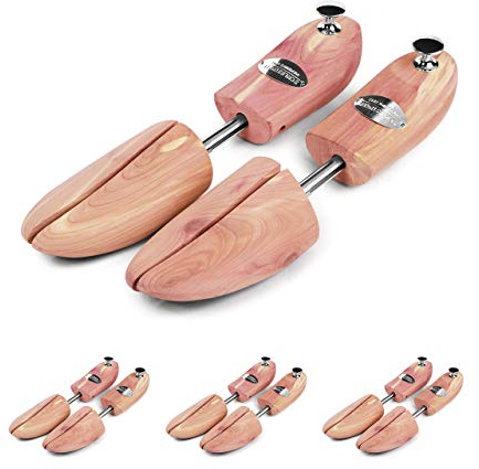 Schlesinger - 4 Paar Premium Schuhspanner aus edlem Zedernholz für Herrenschuhe und Sneaker. Modell König. Größe 41/42. Silber Knauf.