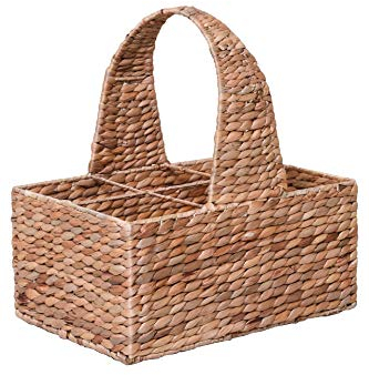 VIVANNO Stella Flaschenträger aus Wasserhyazinthe - Naturgeflochtener Flaschenkorb, 6 Flaschen, 39x36x26 cm, Tragegriff