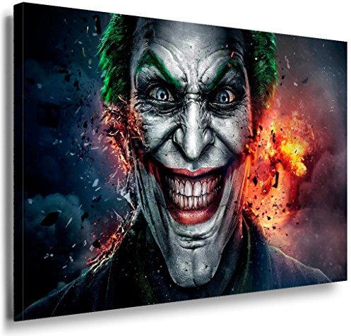 Joker Grinsen Leinwandbild / LaraArt Bilder / Mehrfarbig + Kunstdruck XXL f10 Wandbild 150 x 100 cm