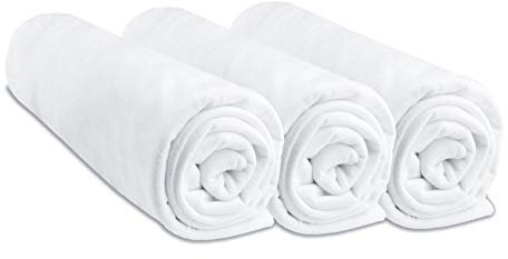 Easy Dort Spannbettlaken, Baumwolle, 40 x 80 cm, ausziehbar bis 40 x 90 cm, für Babybett, Wiege, Babyschale – Weiß, 3 Stück