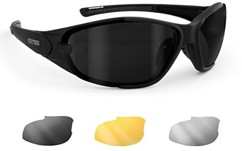 BERTONI Sportbrille Motorradbrille mit 3 Austauschbaren Antibeschlag Gläser AF109A by Bertoni Italy