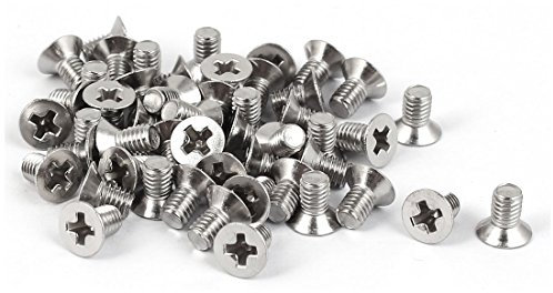 sourcingmap 50pcs Vis Tête Fraisée Cruciforme Tête Plate Boulon M3 x 5mm Acier Inoxydable 316