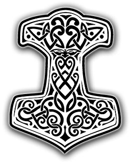 Aufkleber/Sticker Thors Hammer Mjölnir weiß Gott Donnergott Germane 7x5cm #A677