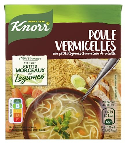 Knorr Soupe Liquide Saveurs D'antan Poule et Vermicelles, Soupe Rapide à préparer, Fabriqué en France, 300 ml (Lot de 1)