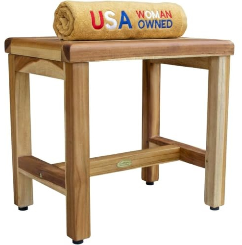 EcoDecors Panca doccia in teak, legno, naturale, 45,7 cm