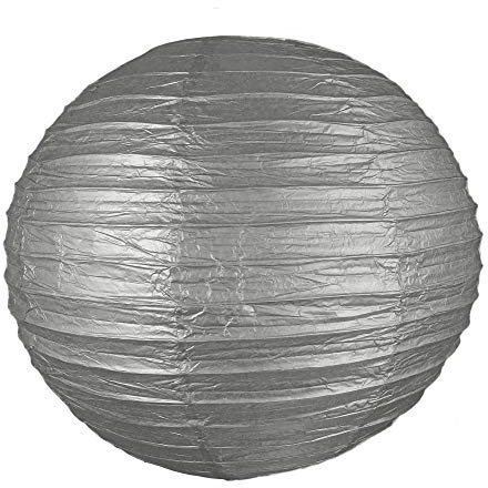 EinsSein 1x Lanternes 25cm argenté lanterne en papier ronde boule chinoise rose lampions rondes lampion lampe chinois boules rond chinoises decorative plafond mariage de noel fete anniversaire bapteme